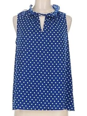 J. Crew Royal Blue Polka Dot Sleeveless Blouse